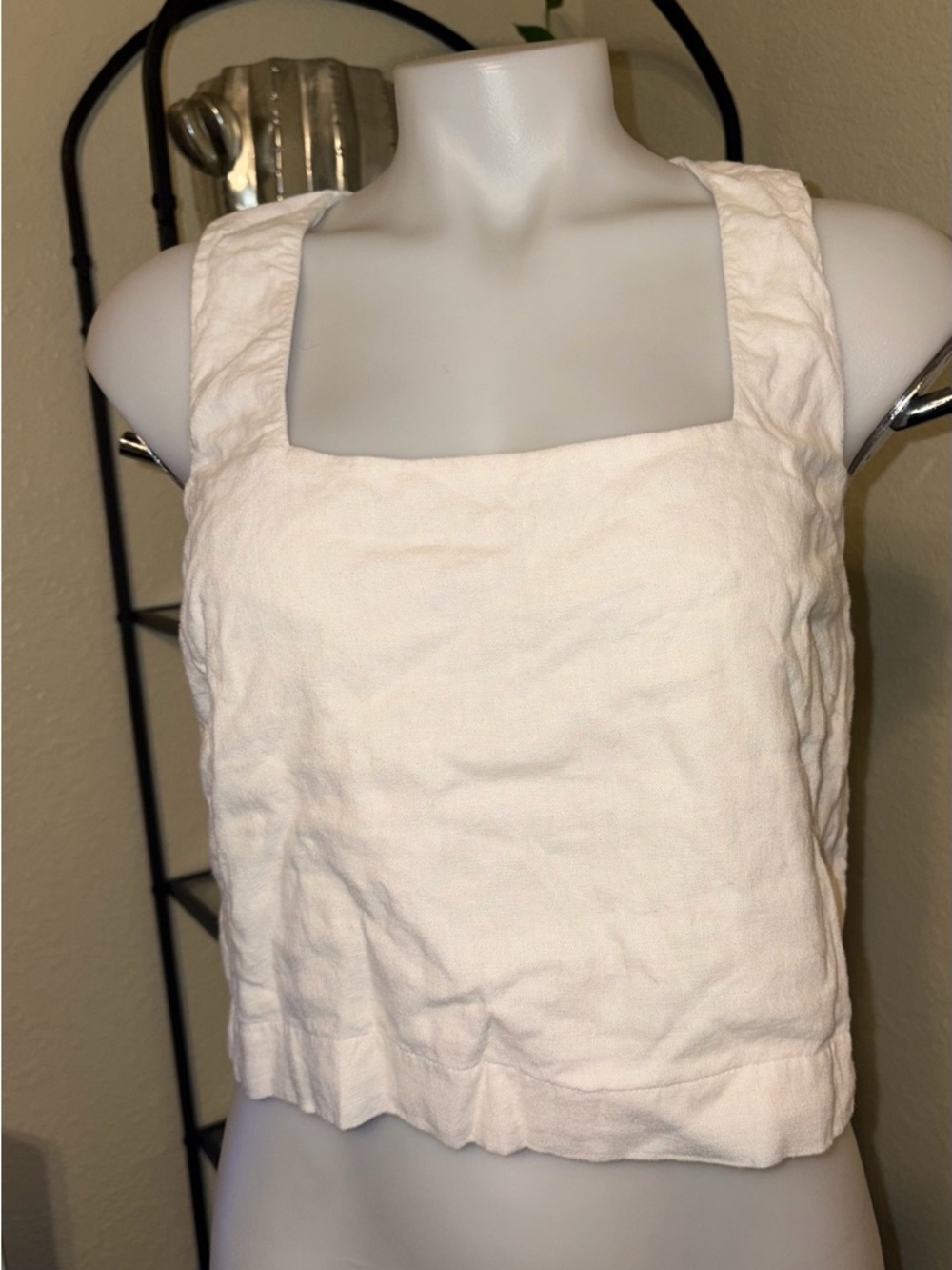 Abercrombie & Fitch Cream Square Neck Crop Tank